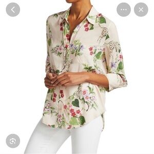 NWT L'AGENCE Ryan Blush Panther Print Blouse in Blush Pink, Size 0